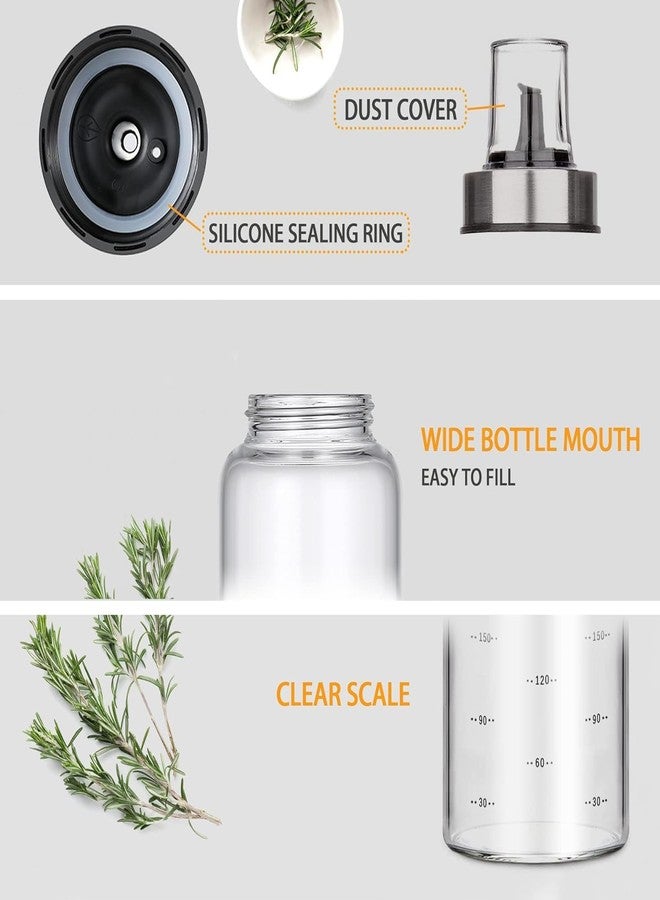 باسكيتي وعاء زجاجي للزيت والخل من باسكتي، زجاجة زيت سائلة بغطاء معدني من زجاج البوروسيليكات، سعة 500 مل، طول 24 سم (عبوة جديدة من قطعتين) - Image 3